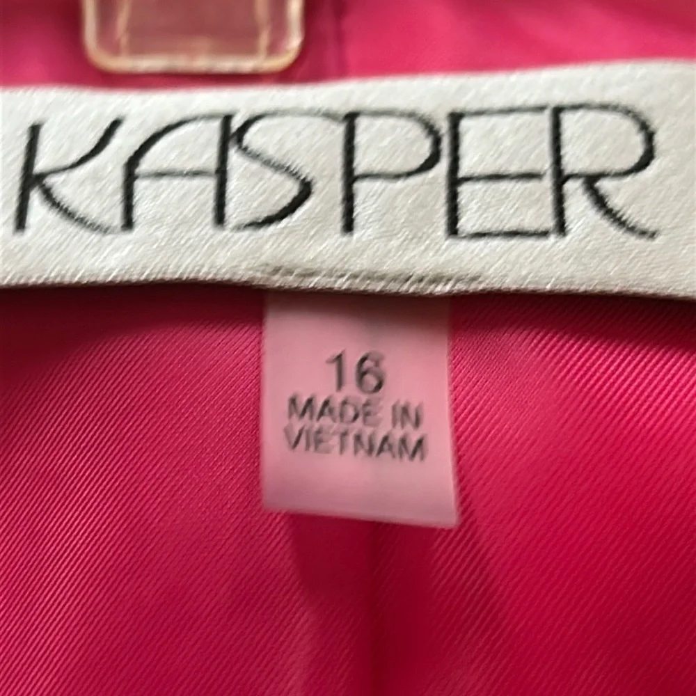 Kasper Women's Geometric Blazer Jacket 16 Pink Black Career Bold Tailored